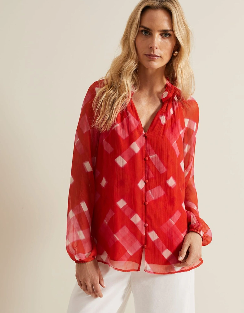 Megan Check Print Blouse