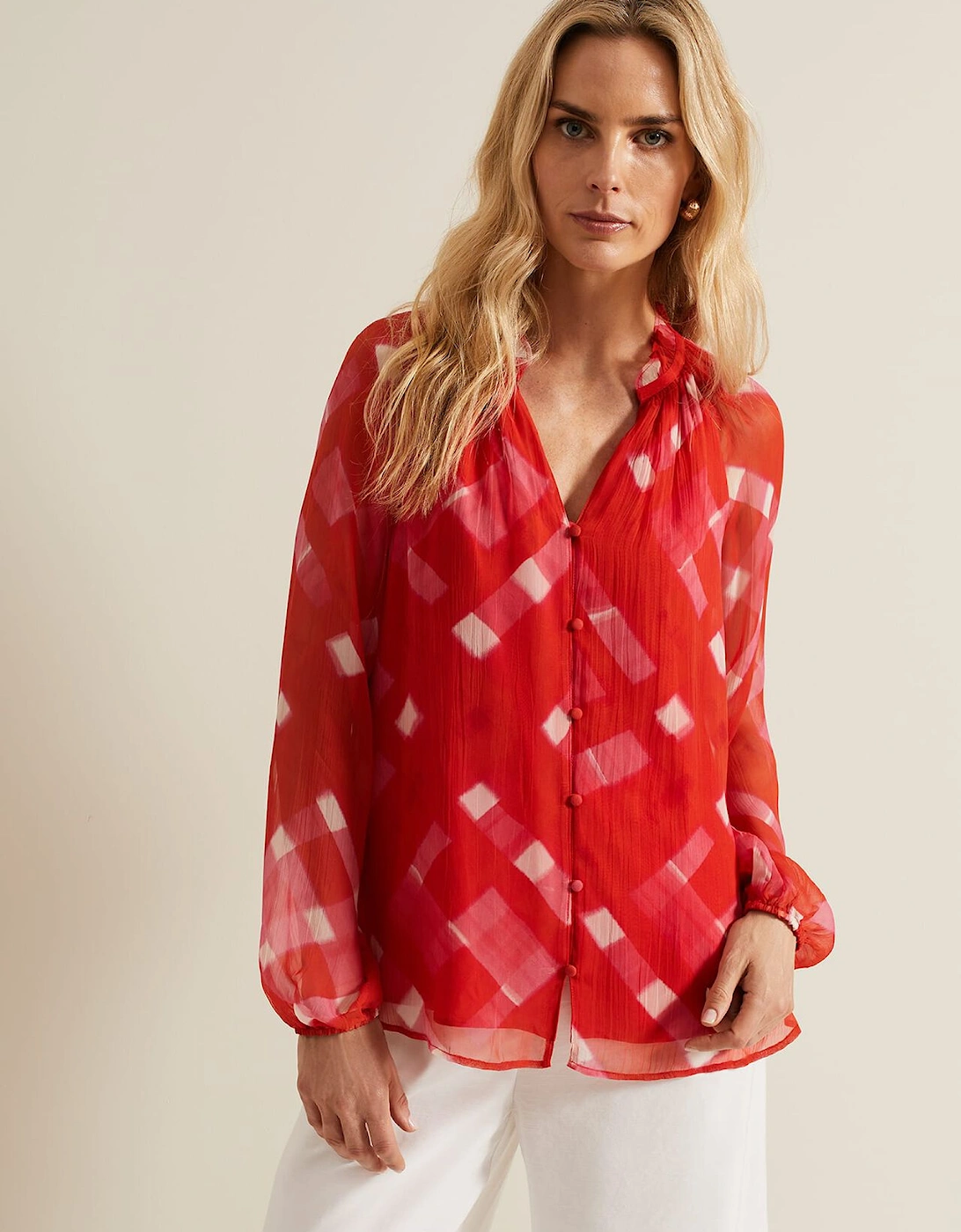 Megan Check Print Blouse