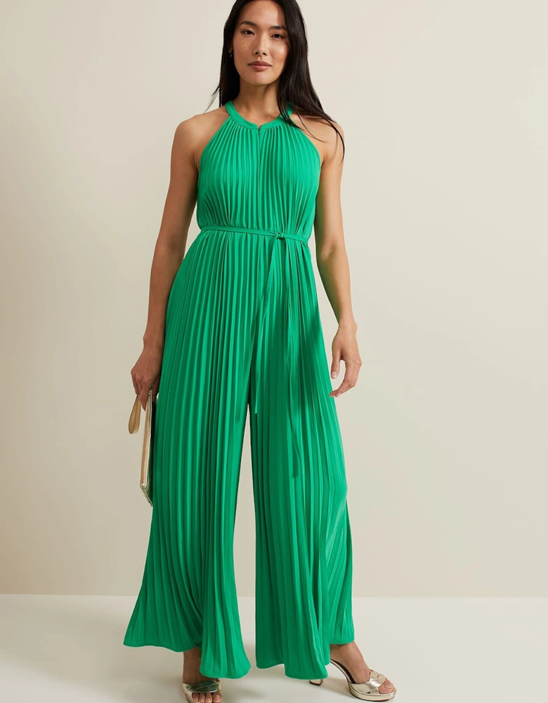 Brea Green Pleat  Jumpsuit