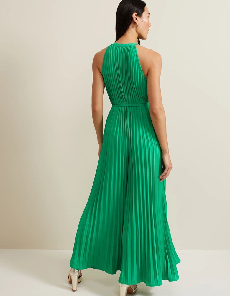 Brea Green Pleat  Jumpsuit