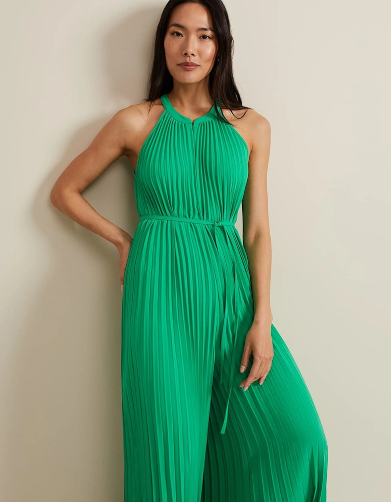 Brea Green Pleat  Jumpsuit