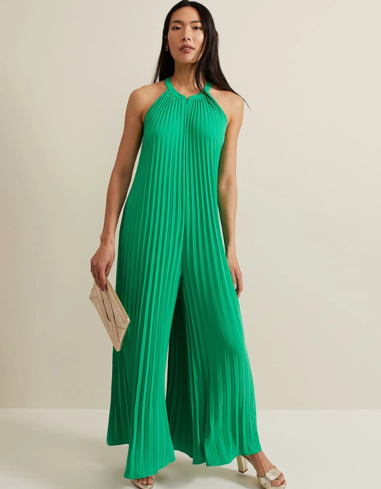 Brea Green Pleat  Jumpsuit