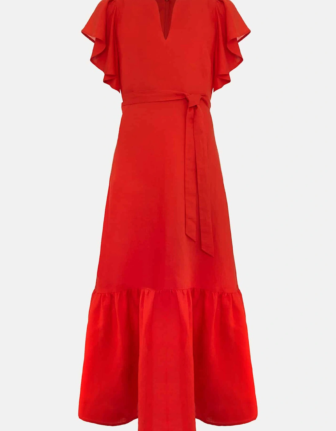Morgan Red Linen Midi Dress