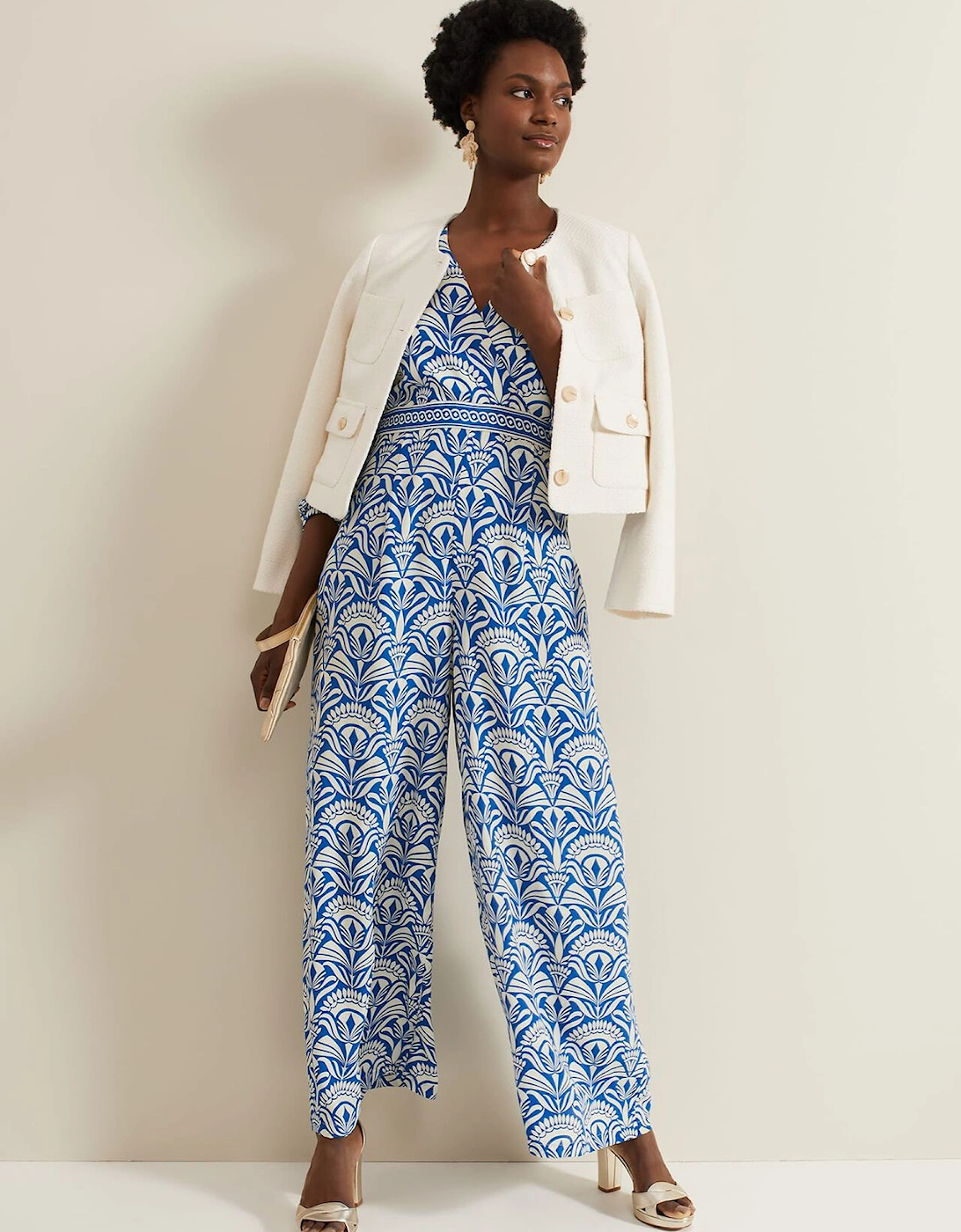 Amy Print V Neck Jumpsuit