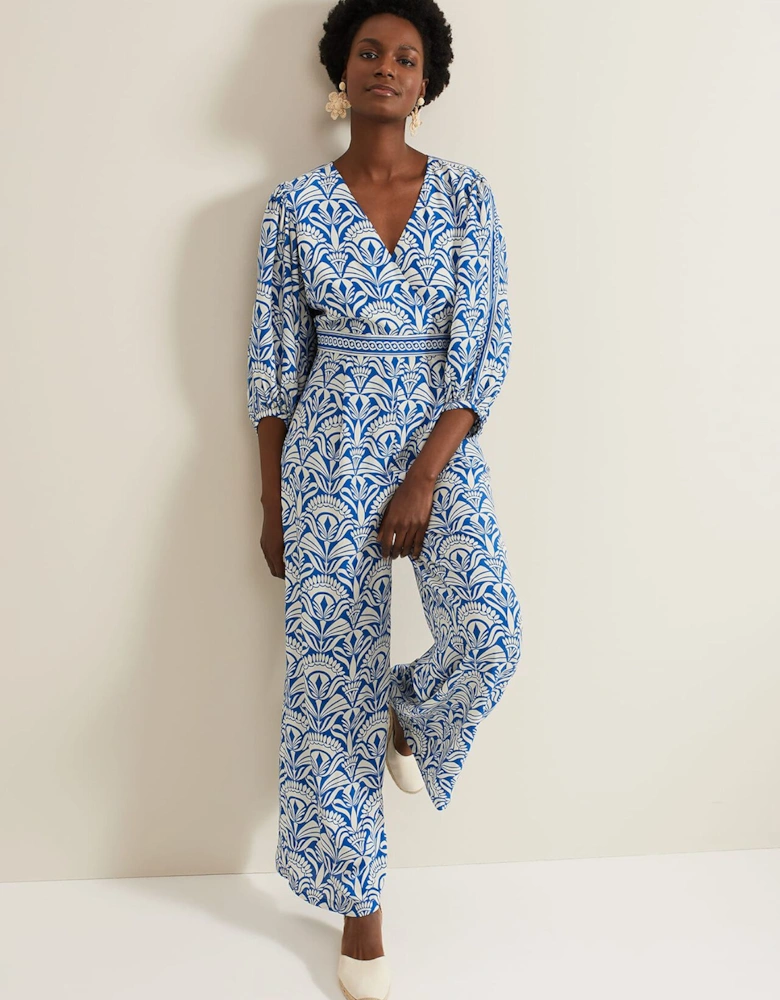 Amy Print V Neck Jumpsuit