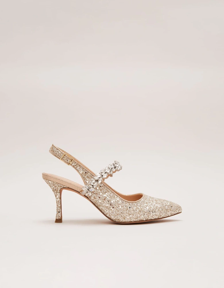 Glitter Embellished Pointed Slingback