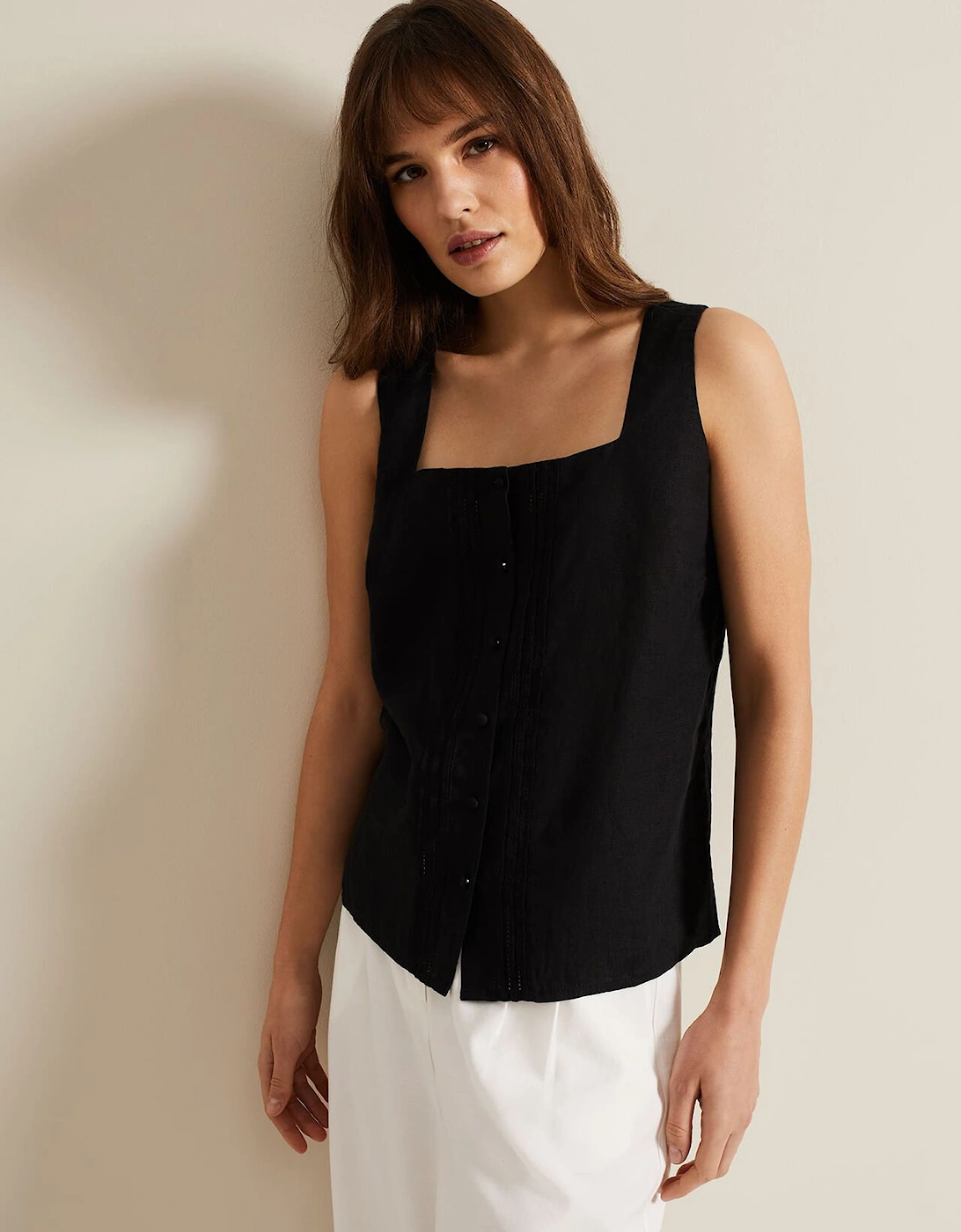 Ashley Linen Button Shell Top