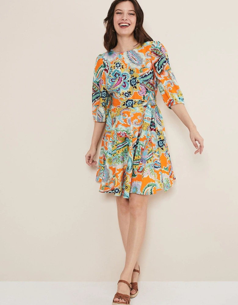 Azalia Paisley Linen Swing Dress