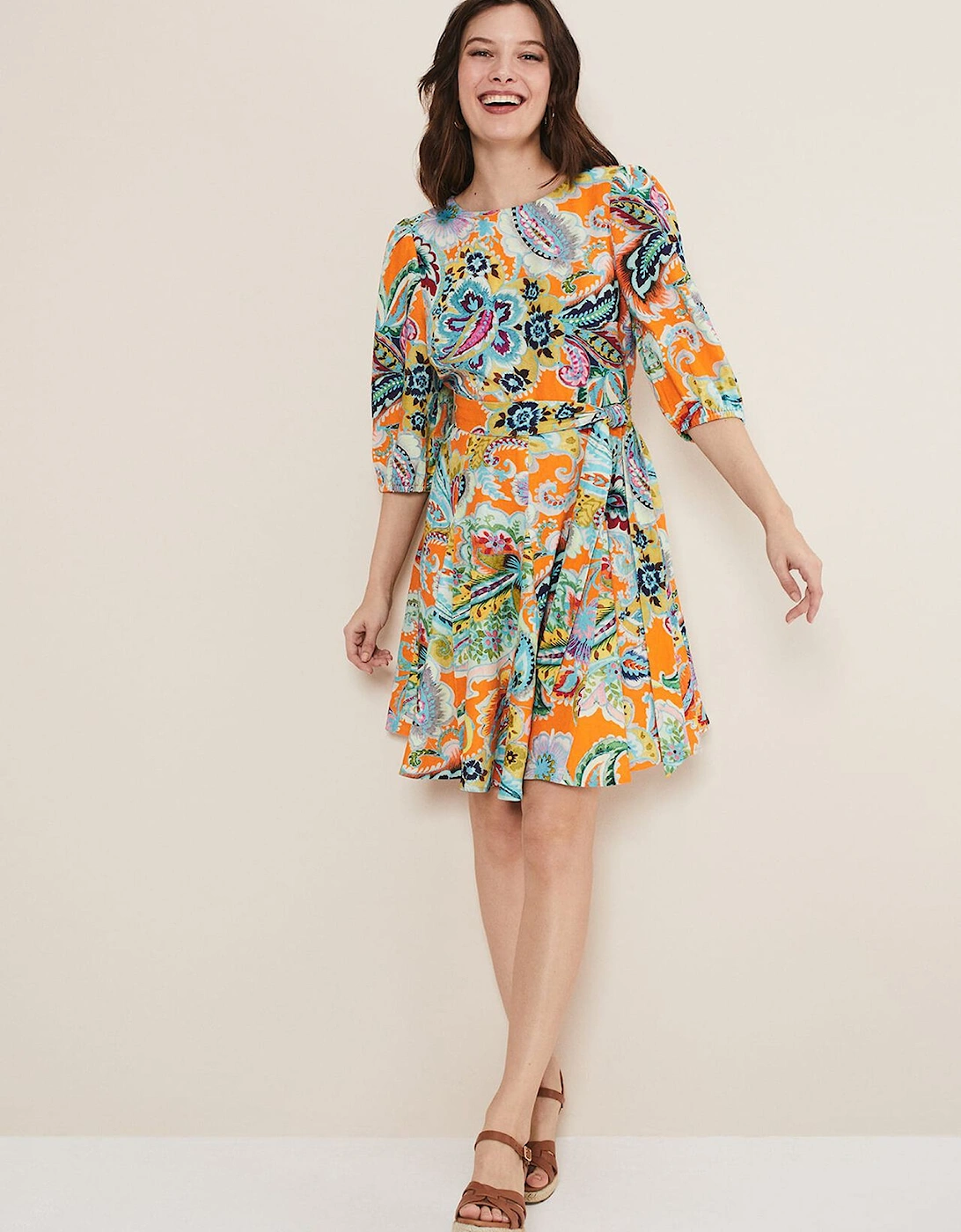 Azalia Paisley Linen Swing Dress, 7 of 6