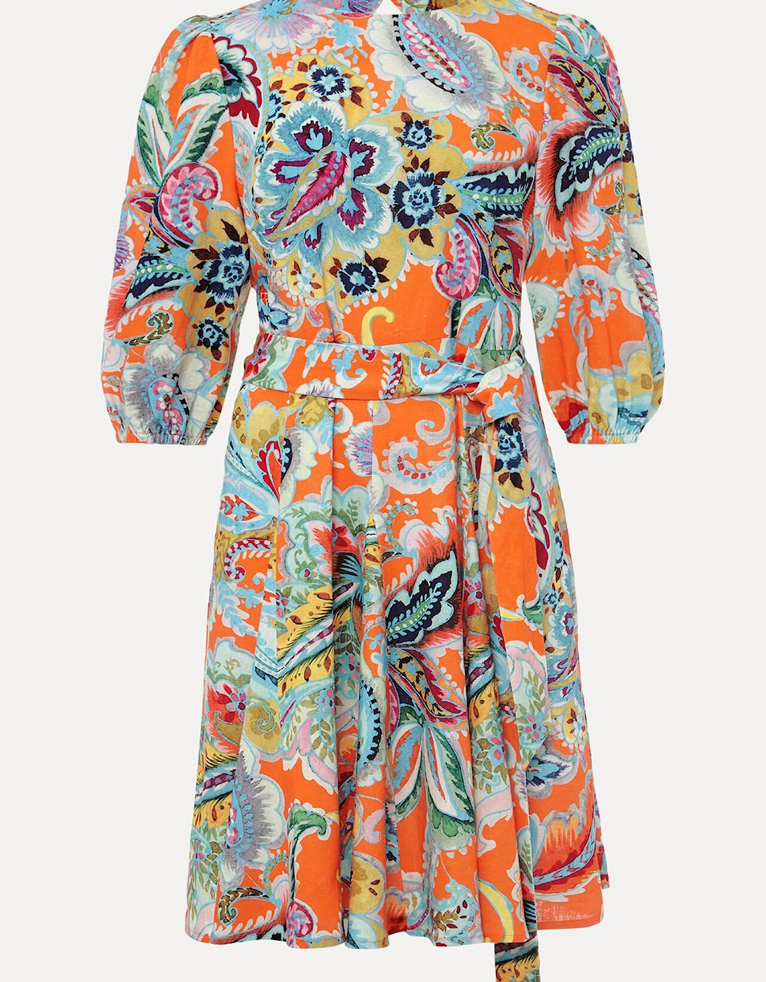 Azalia Paisley Linen Swing Dress