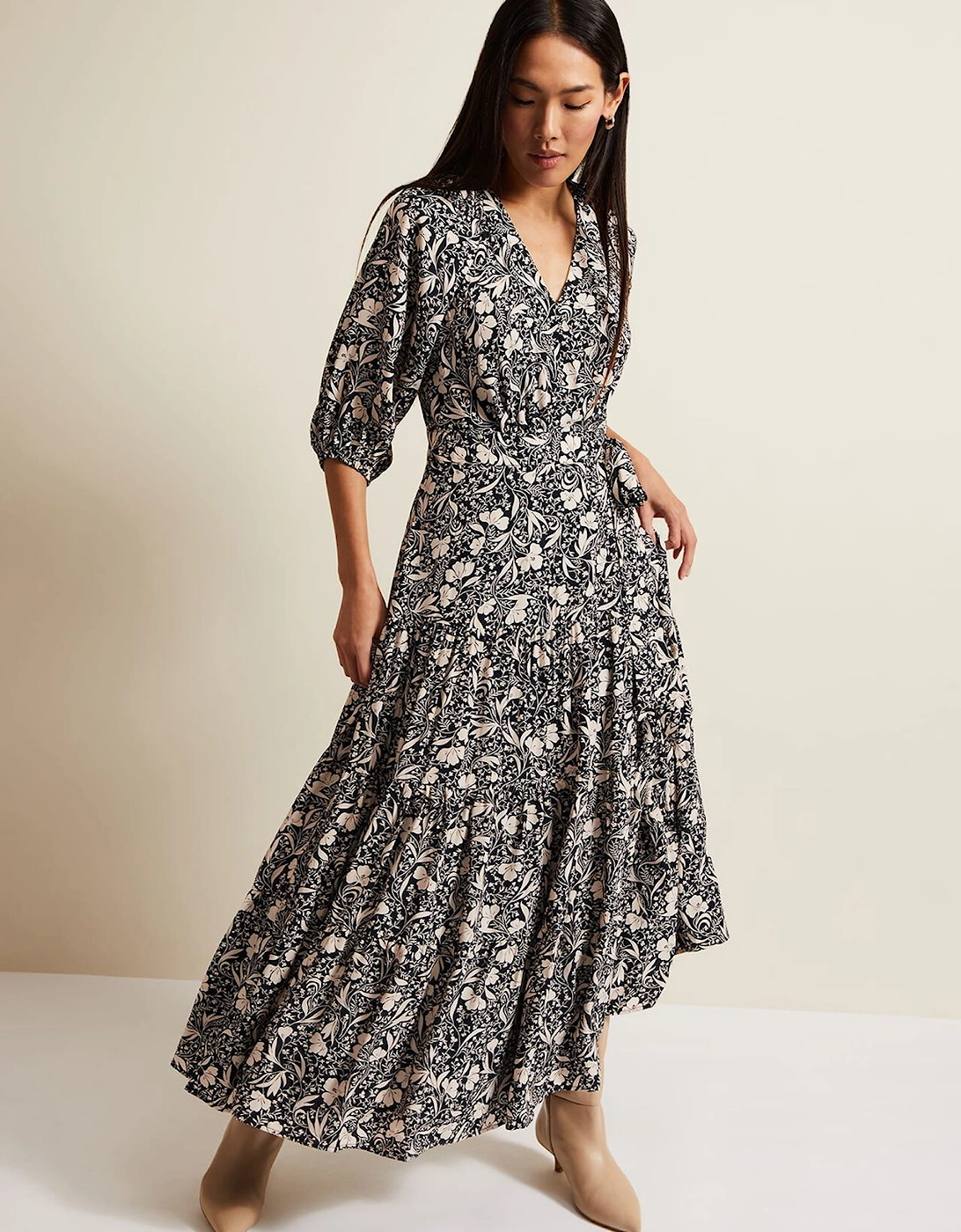 Kezia Floral Wrap Midi Dress