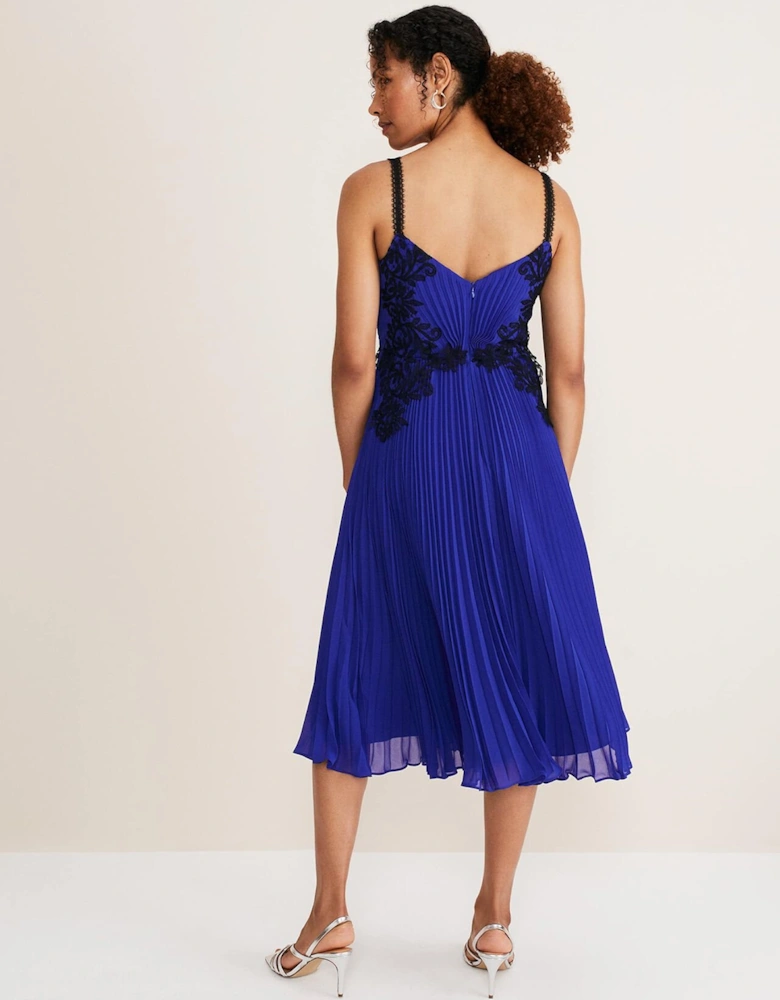 Tiffany Lace Pleated Midi Dress