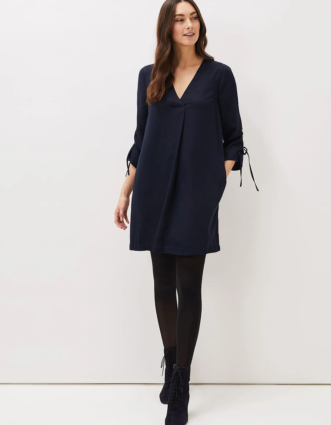 Cieara Tie Detail Sleeve Tunic Dress