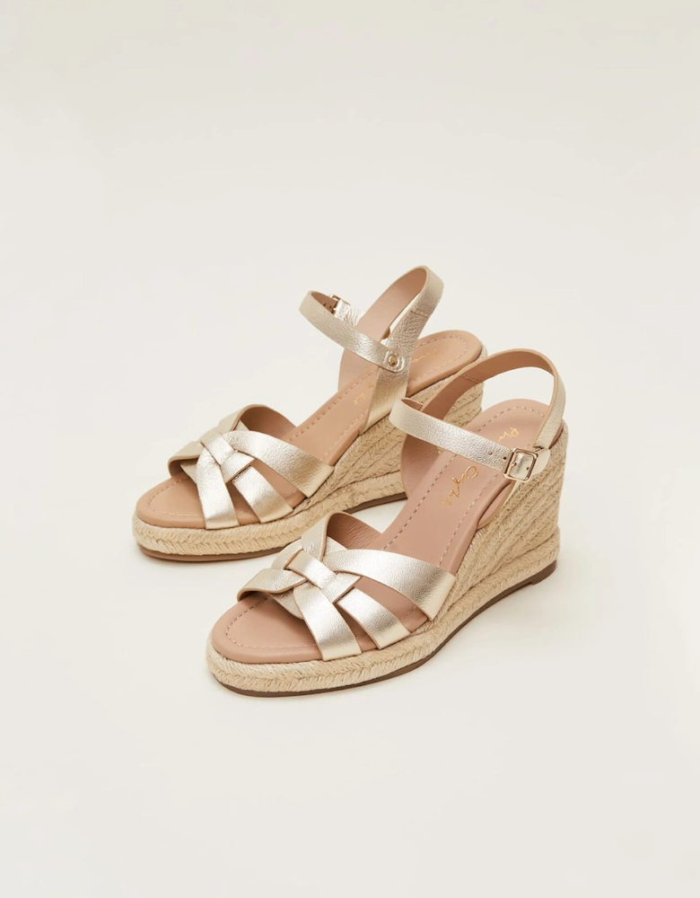 Leather Wedge Espadrilles