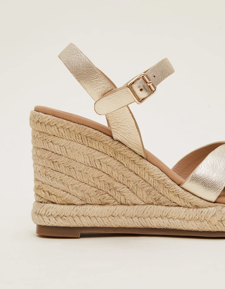 Leather Wedge Espadrilles