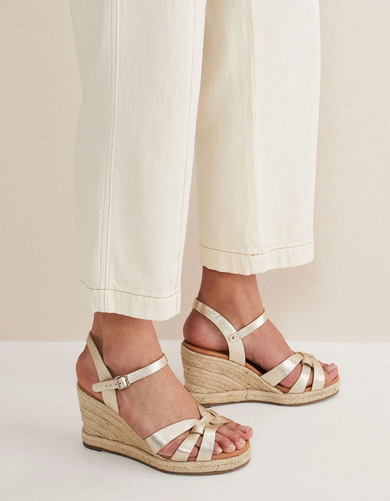 Leather Wedge Espadrilles