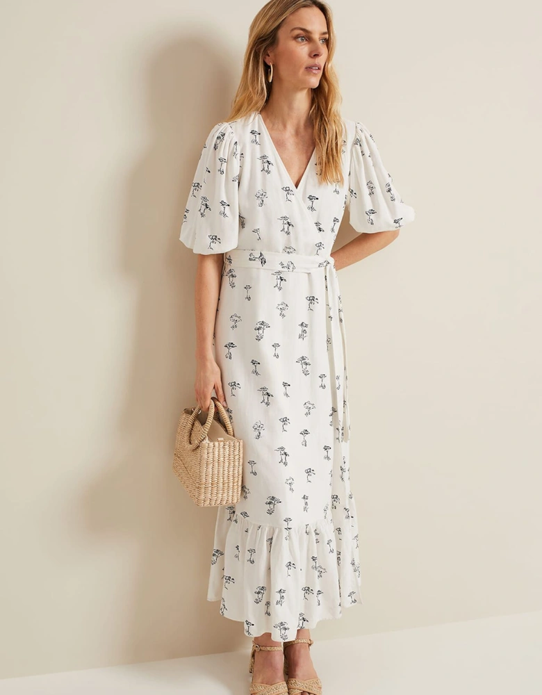 Nelly Linen Wrap Midi Dress