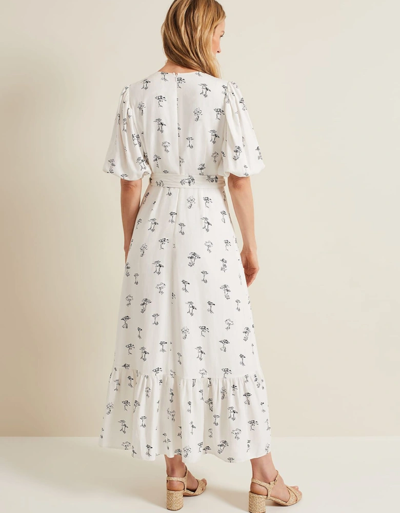 Nelly Linen Wrap Midi Dress