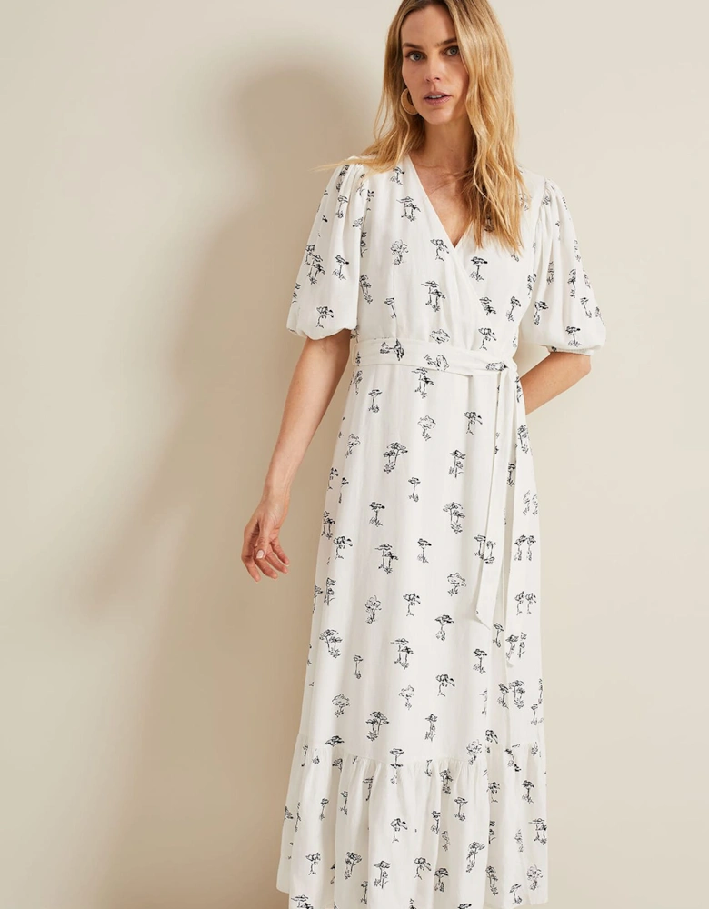 Nelly Linen Wrap Midi Dress