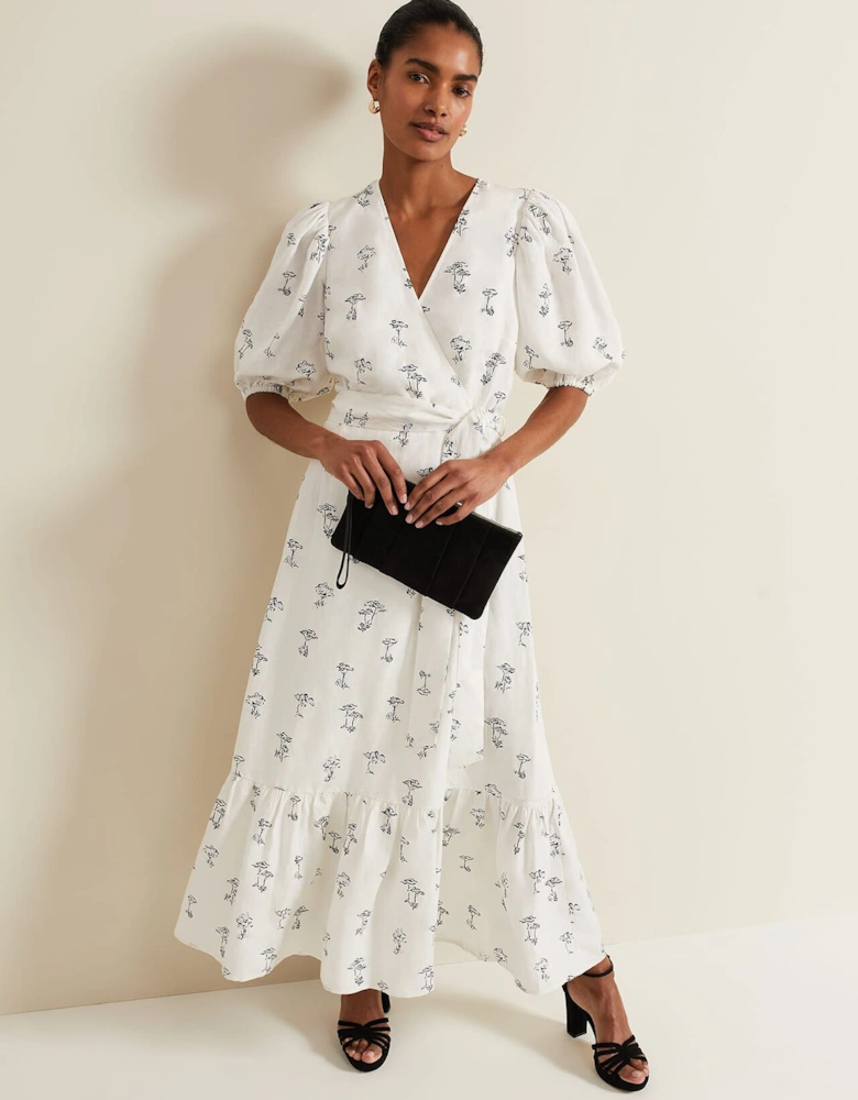 Nelly Linen Wrap Midi Dress