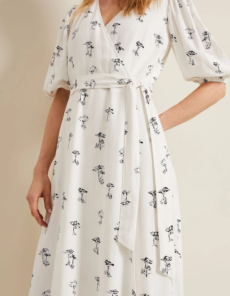 Nelly Linen Wrap Midi Dress