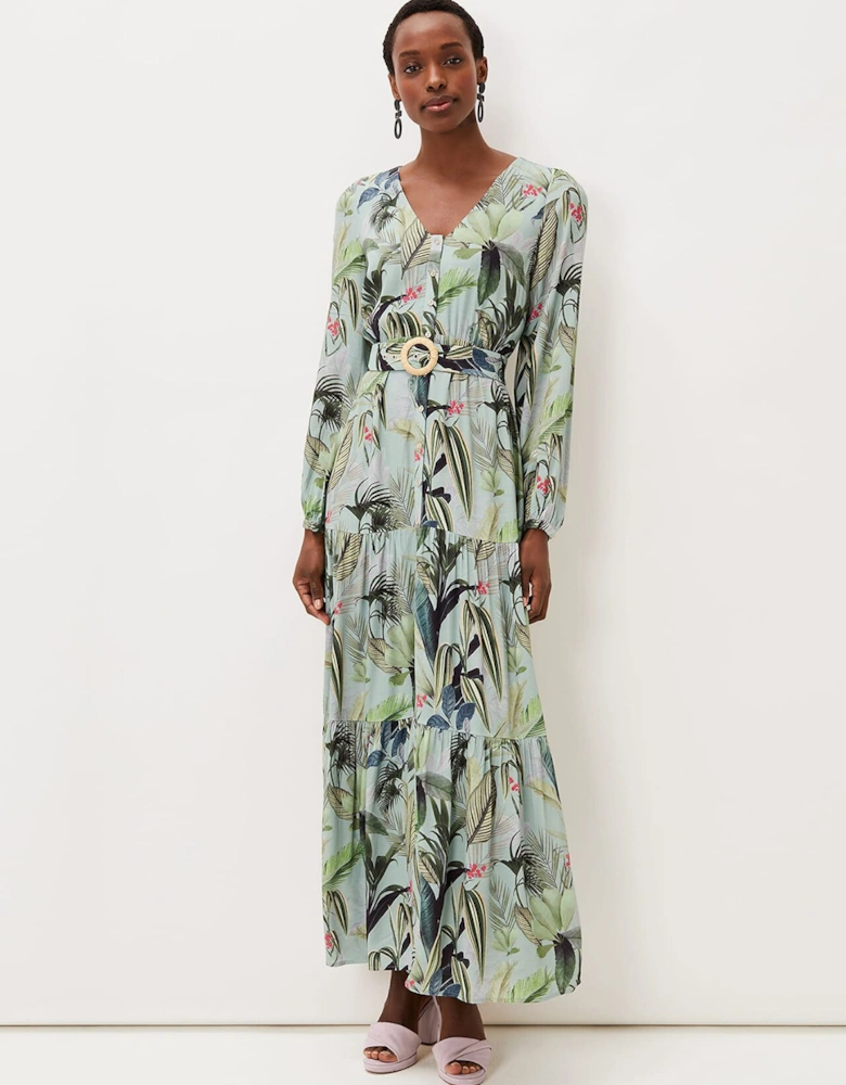 Maya Printed Tiered Maxi Dress