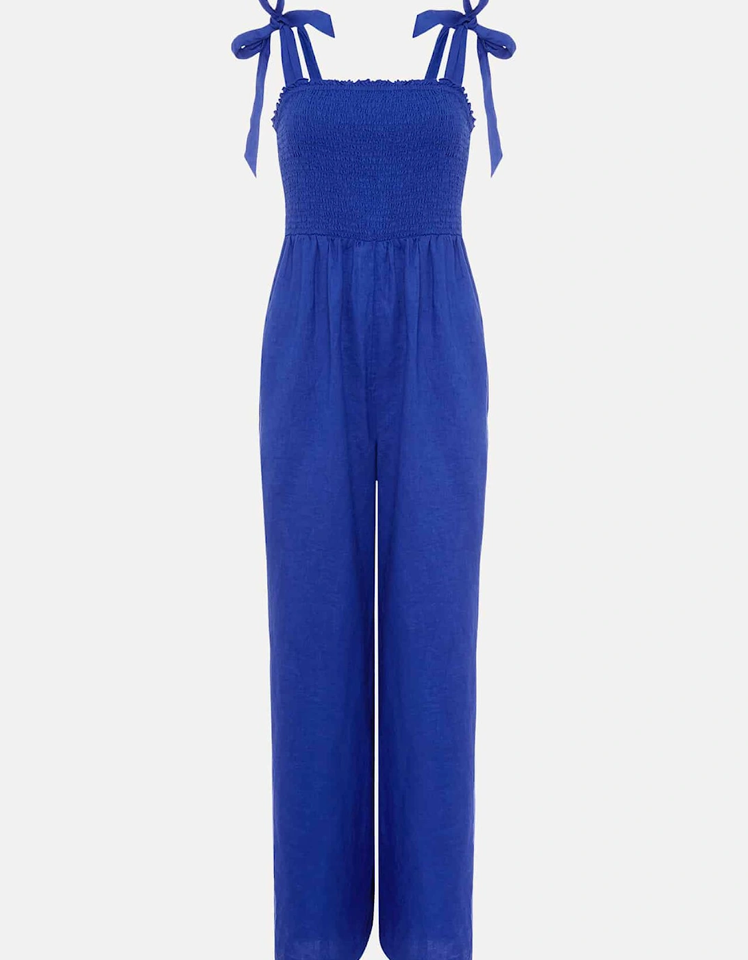 Ona Linen Shirred Wide Leg Jumpsuit