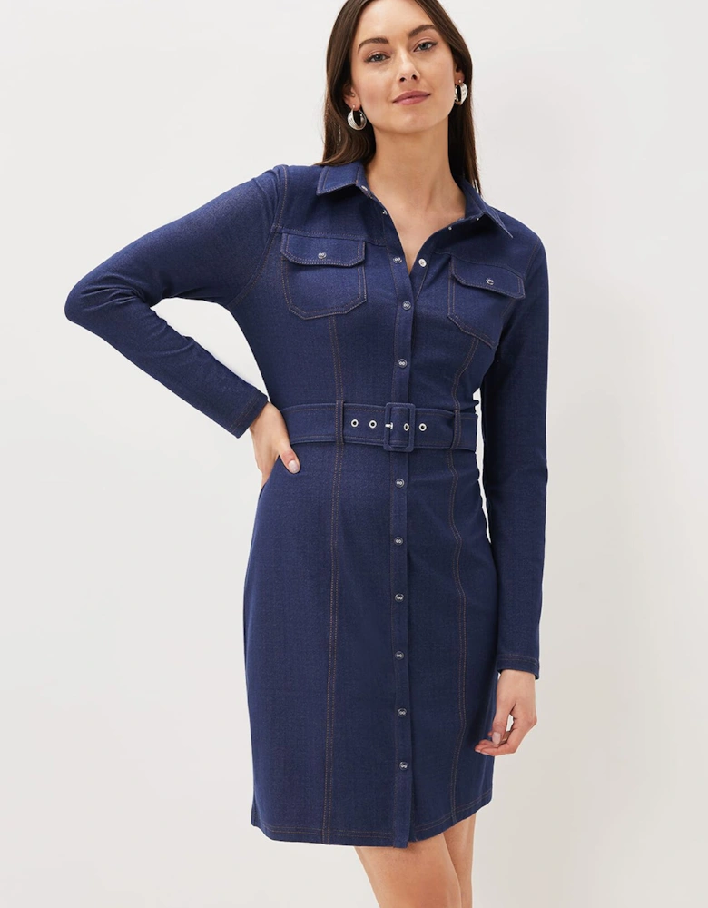 Kathryn Denim Fitted Jersey Dress