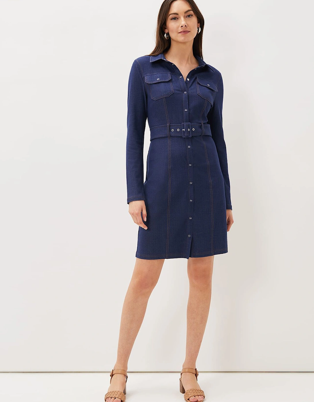 Kathryn Denim Fitted Jersey Dress