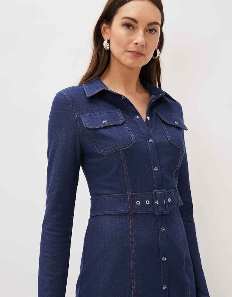 Kathryn Denim Fitted Jersey Dress