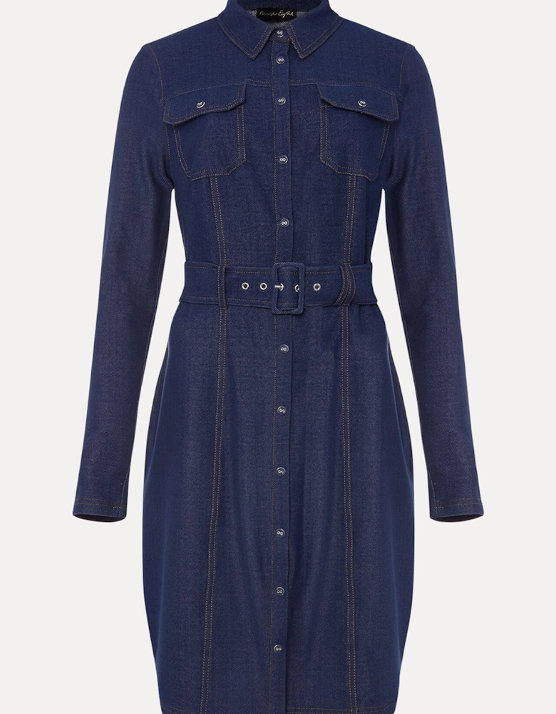 Kathryn Denim Fitted Jersey Dress