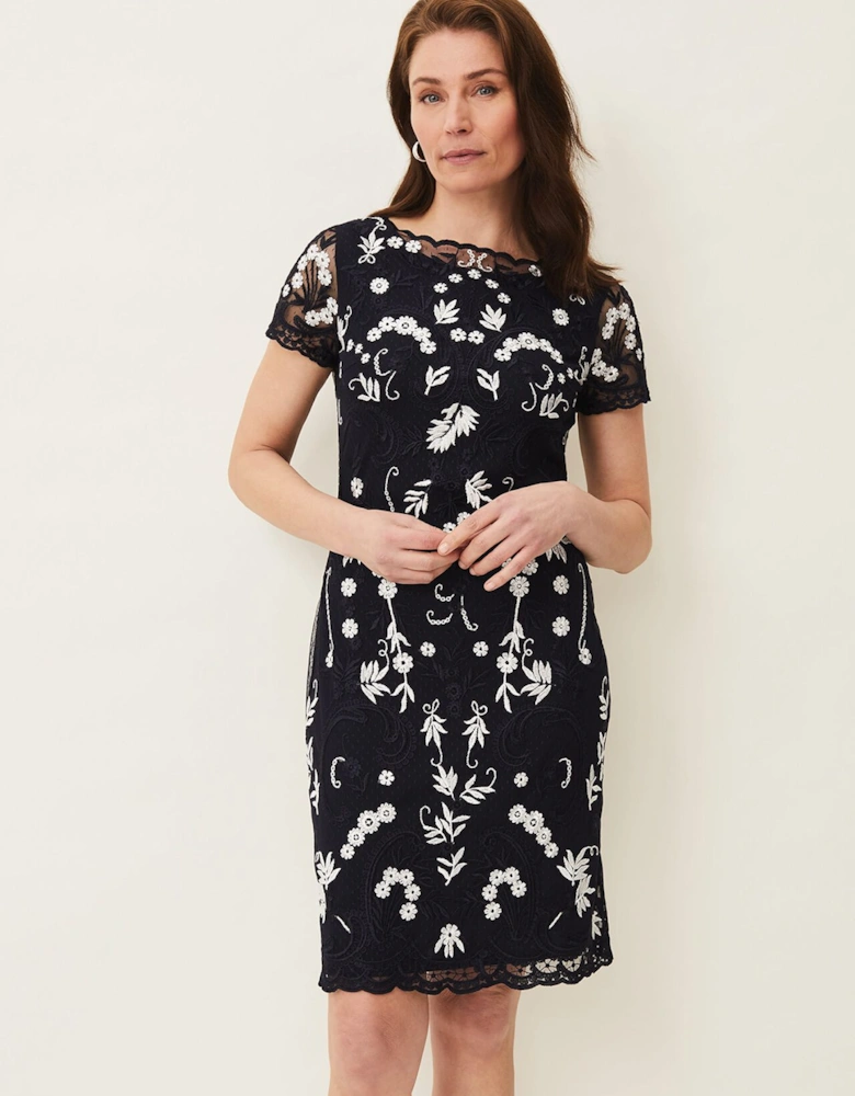 Floris Embroidered Shift Dress