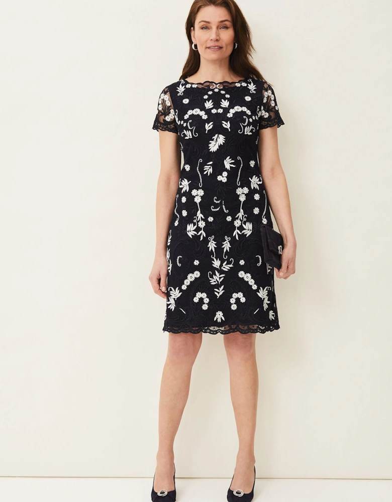 Floris Embroidered Shift Dress
