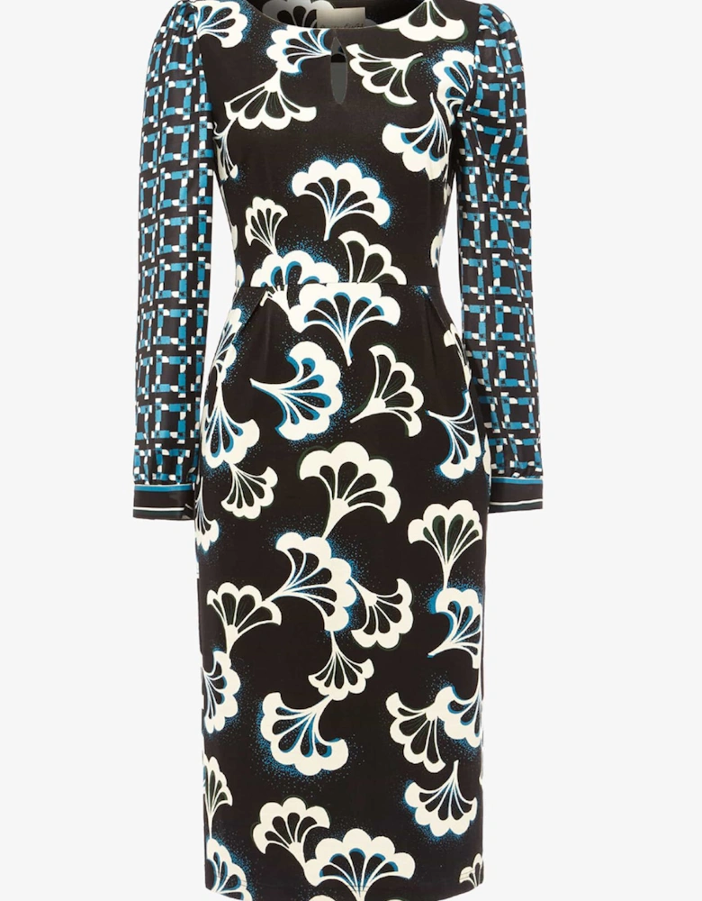 Mireya Fan Print Midi Dress