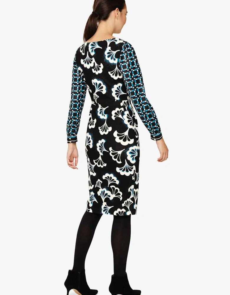 Mireya Fan Print Midi Dress