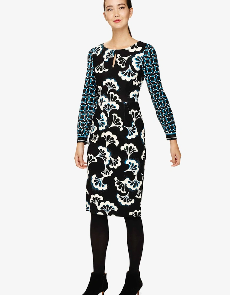 Mireya Fan Print Midi Dress