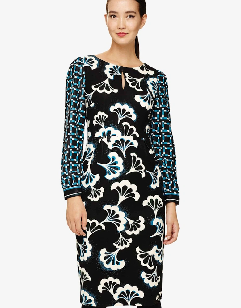 Mireya Fan Print Midi Dress