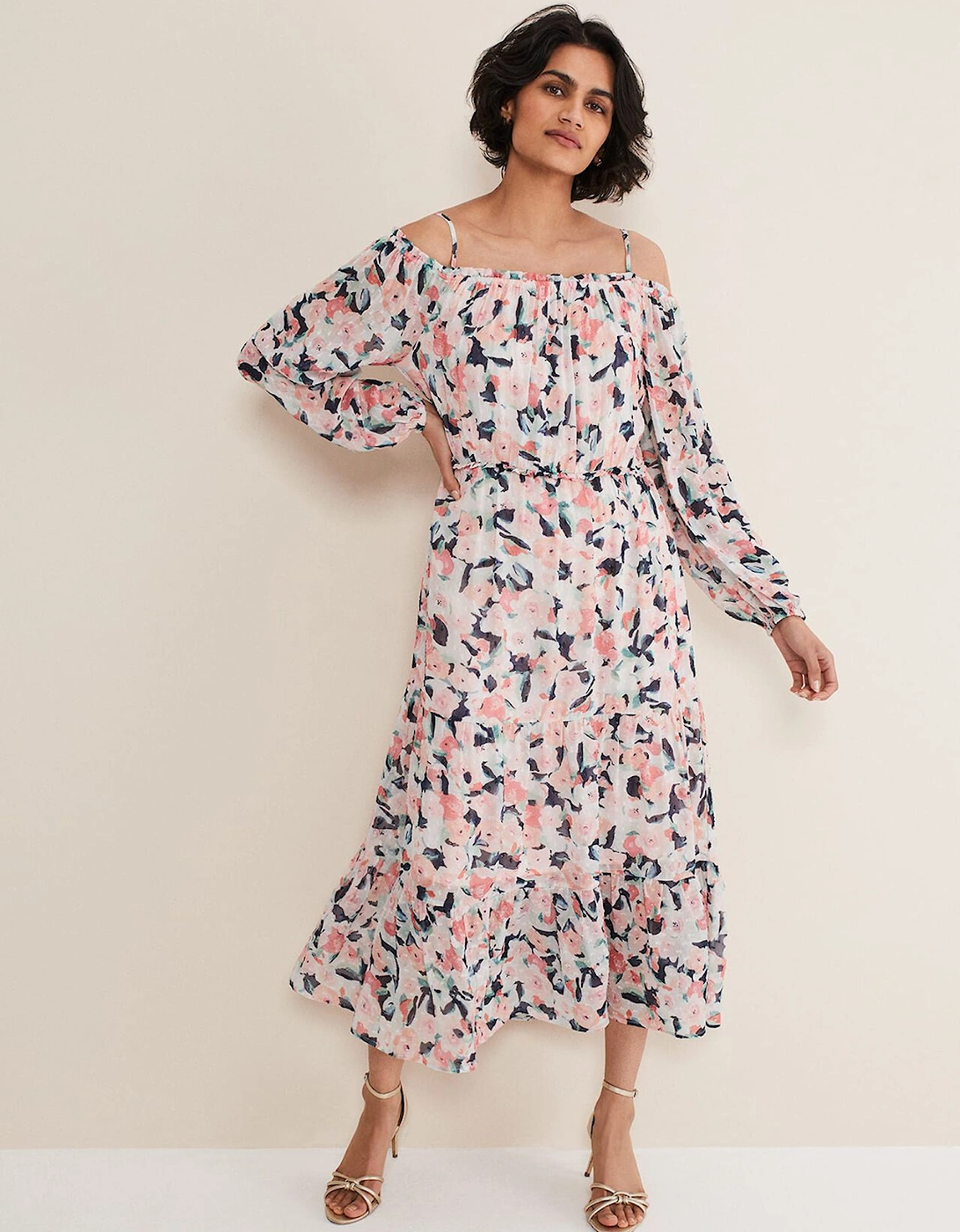 Vicky Off Shoulder Printed Dress, 7 of 6