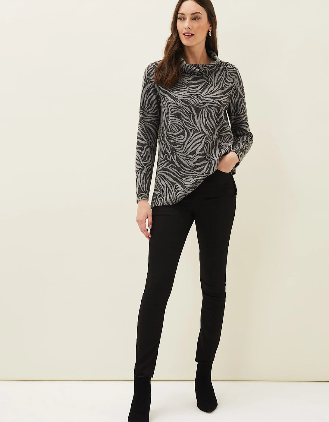 Nerissa Animal Print Roll Neck Top