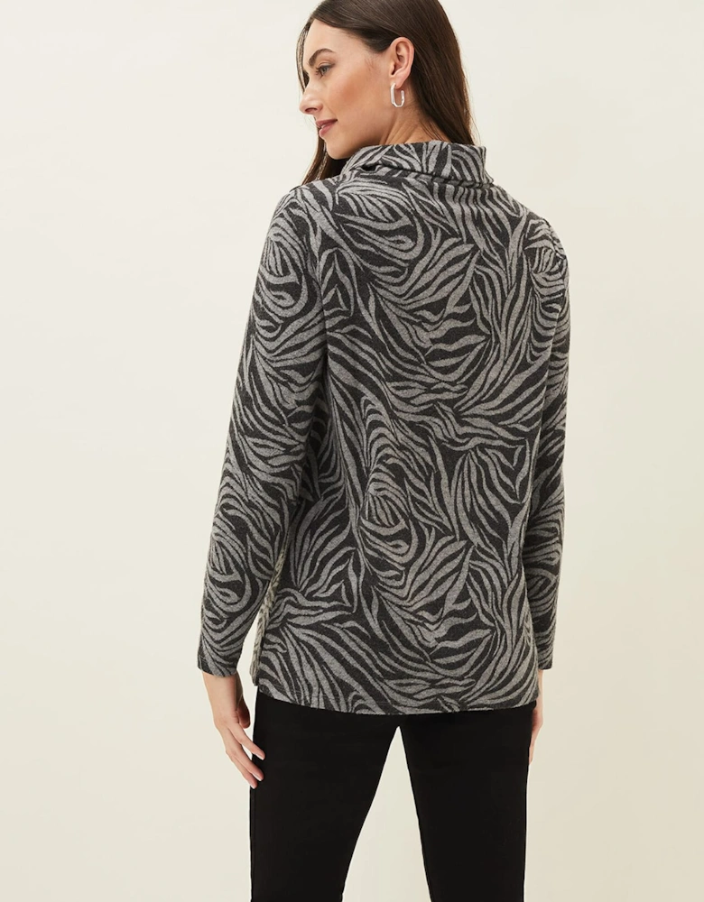 Nerissa Animal Print Roll Neck Top