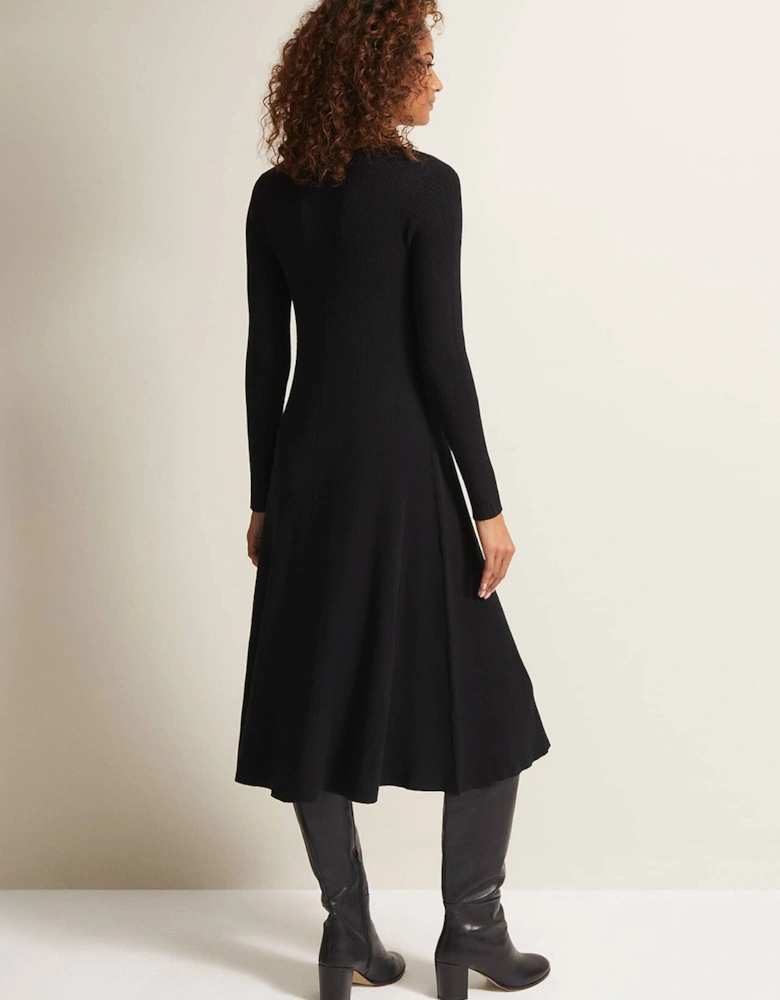 Amberlyn Black Fit And Flare Midi Dress