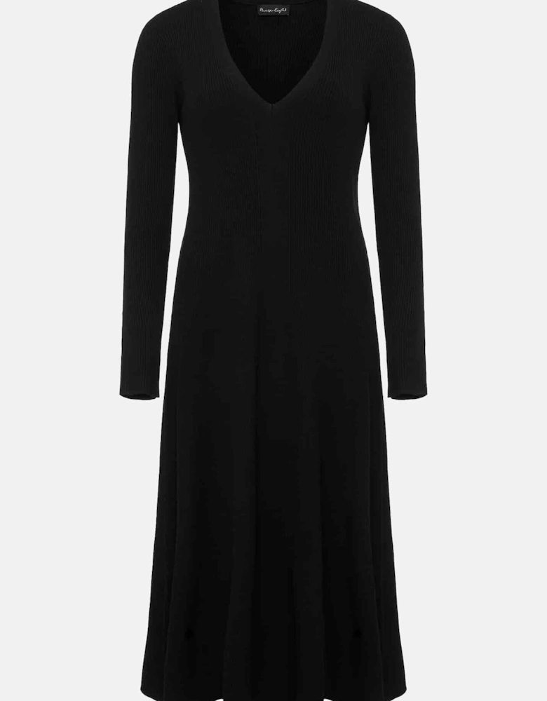 Amberlyn Black Fit And Flare Midi Dress