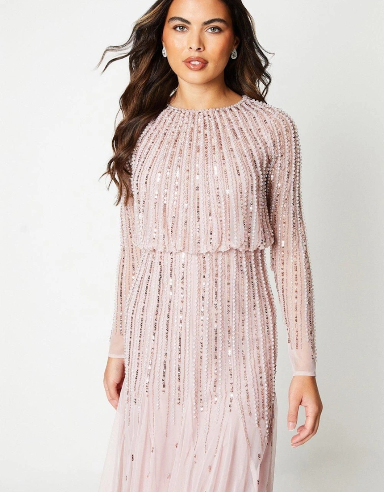 Party Sequin Long Sleeve Midi Dress