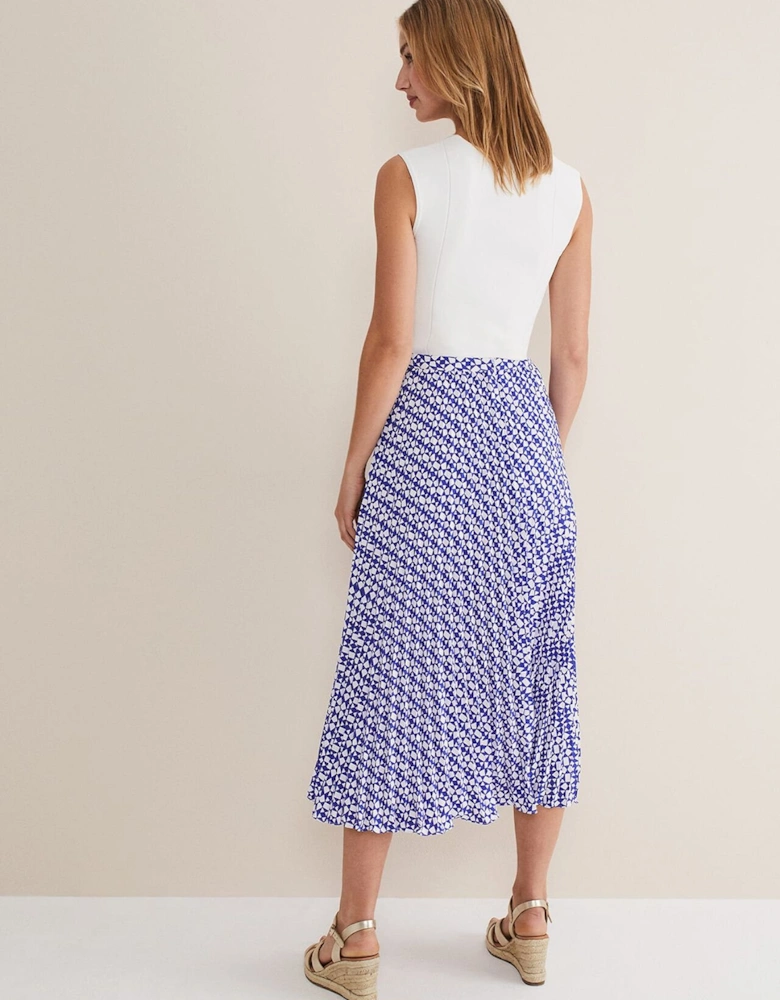 Elmina Geo Pleated Midi Skirt