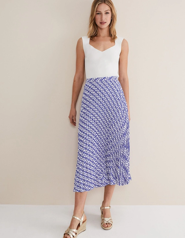 Elmina Geo Pleated Midi Skirt