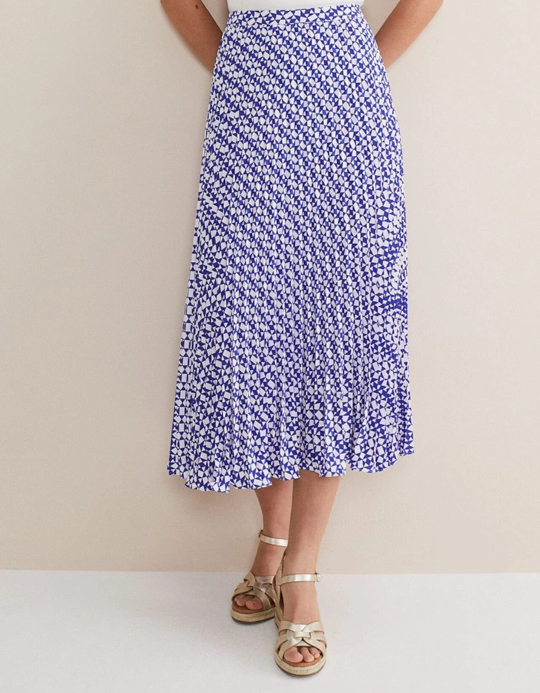 Elmina Geo Pleated Midi Skirt