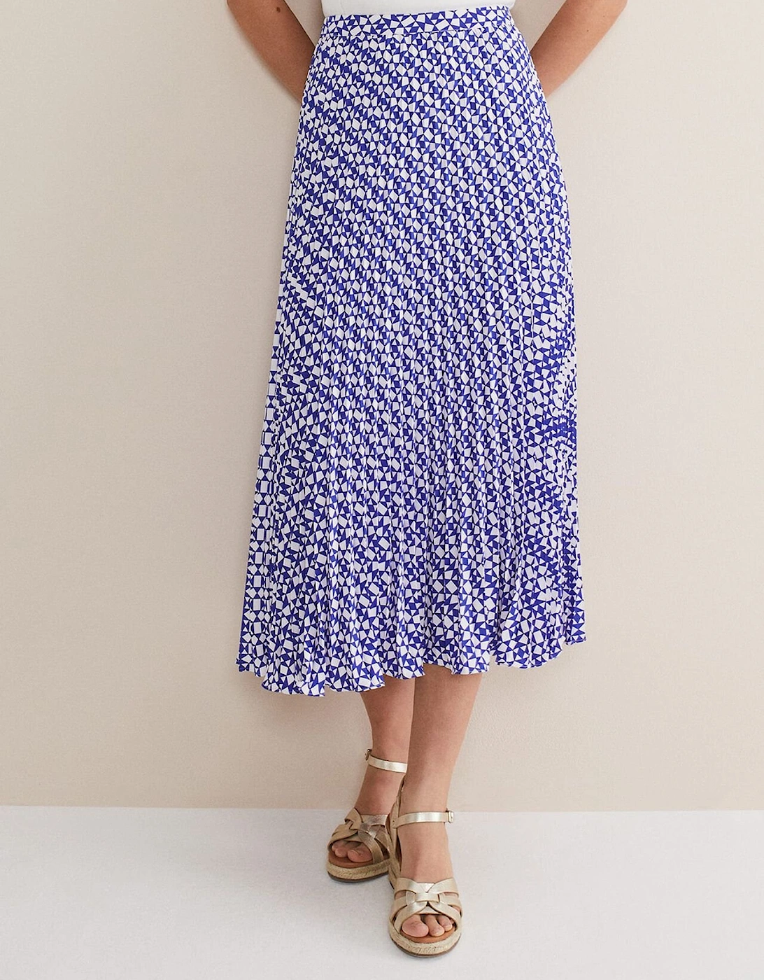 Elmina Geo Pleated Midi Skirt