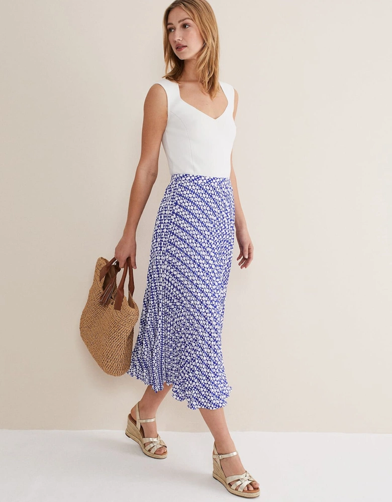 Elmina Geo Pleated Midi Skirt