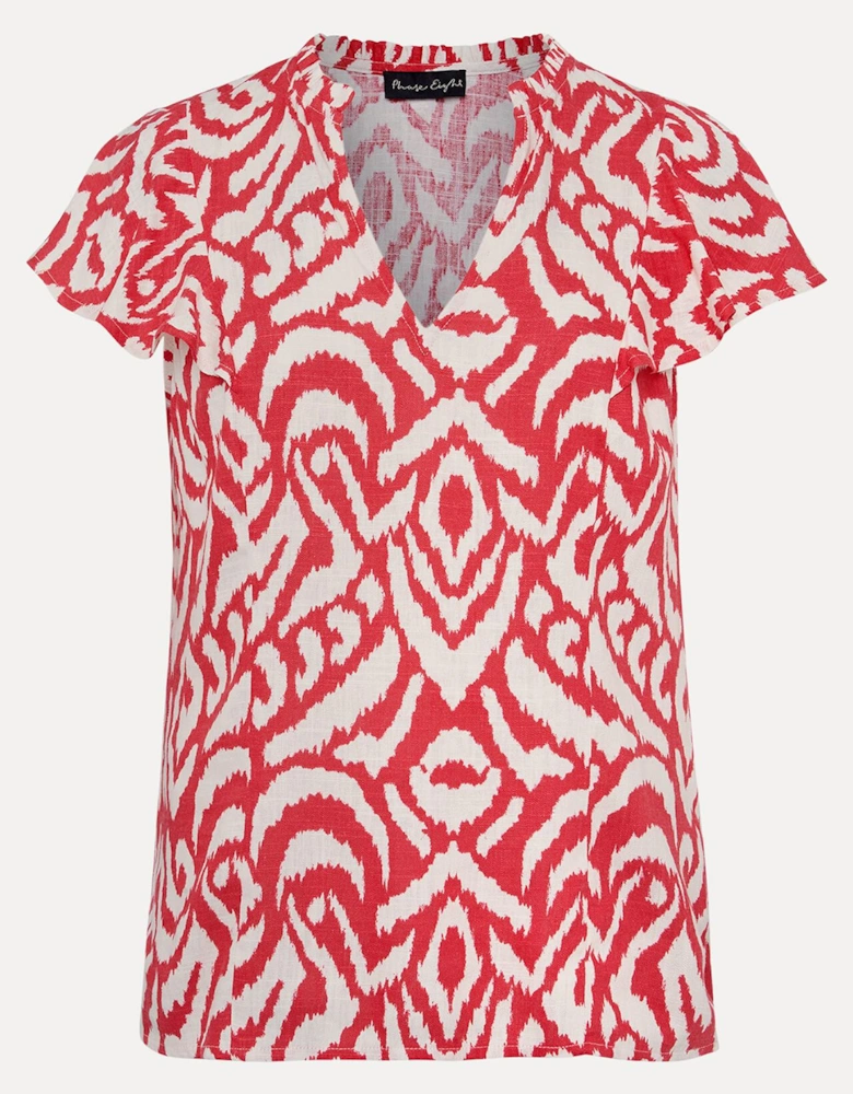 Dalia Ikat Ruffle Top