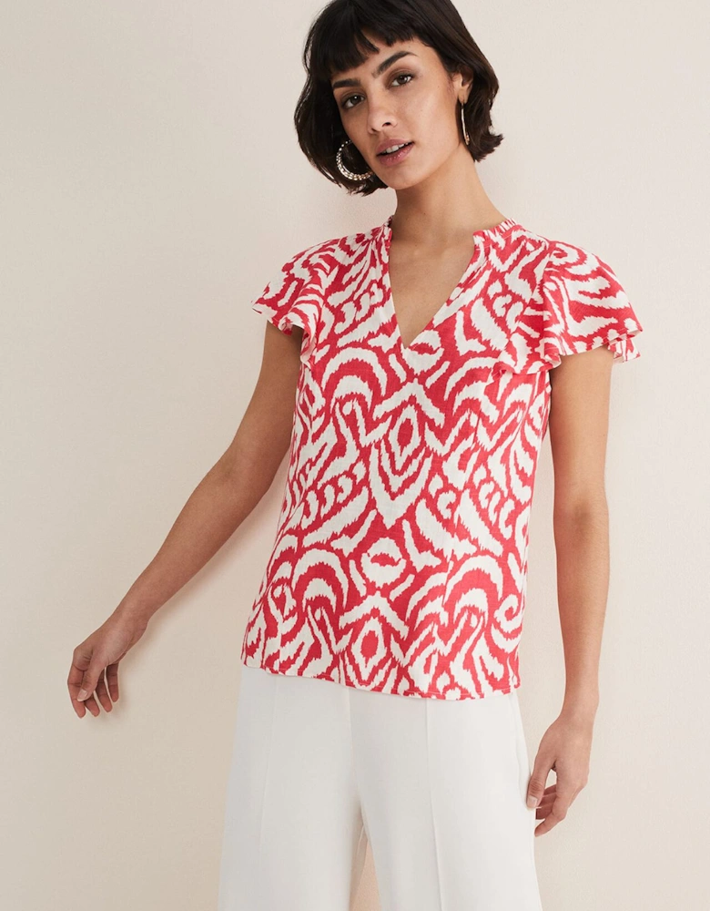 Dalia Ikat Ruffle Top